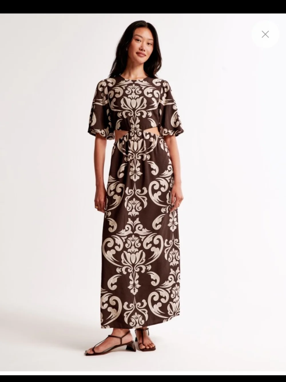 abercrombie brown maxi dress Abercrombie & Fitch Open-Back Hardware Maxi Dress